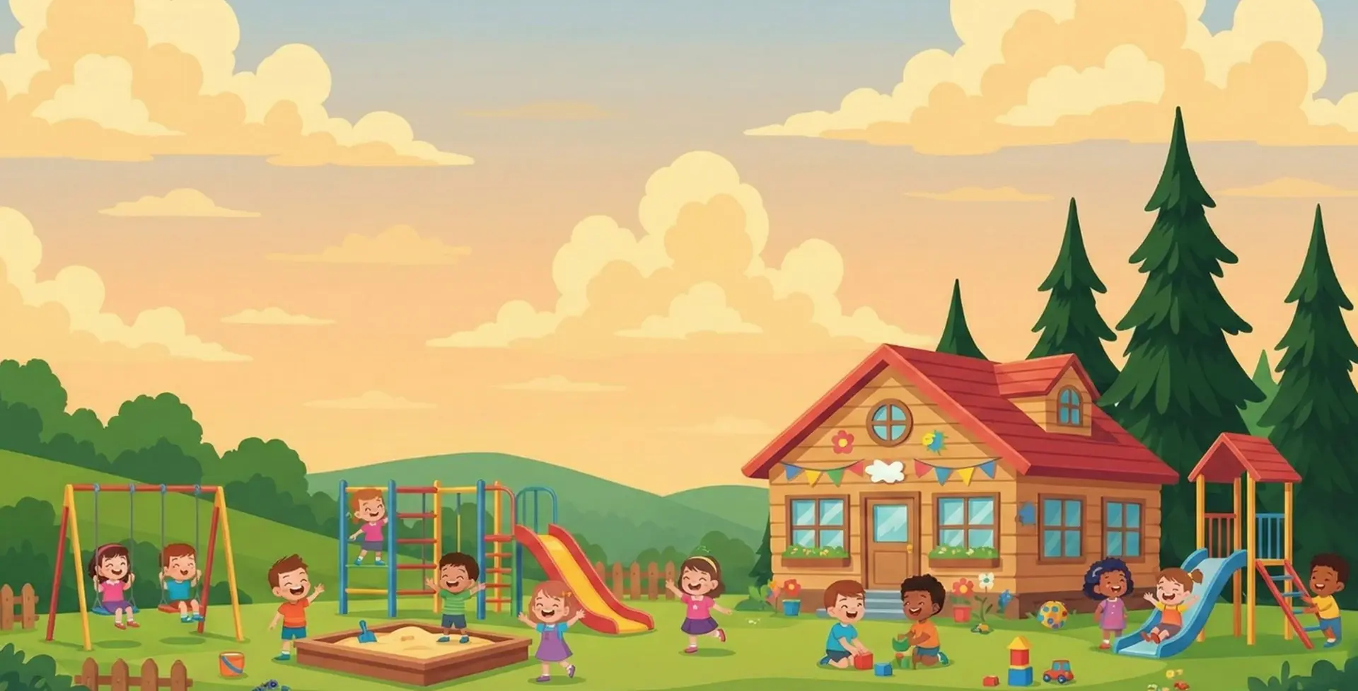 Przedszkole ToTu z dziećmi na placu zabaw