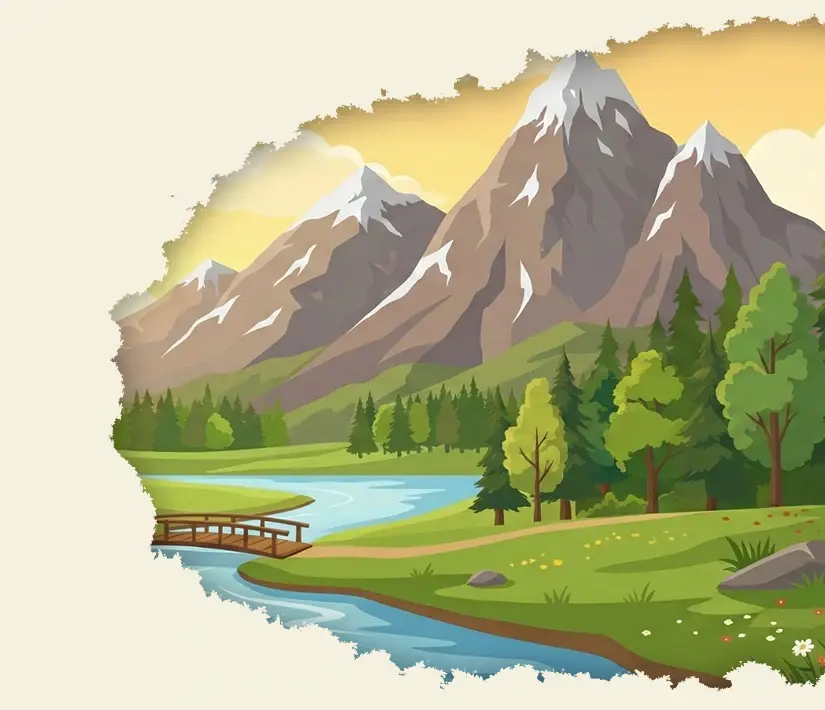 Polana, drzewa i góry na stronie przedszkola w Krakowie po prawej stronie