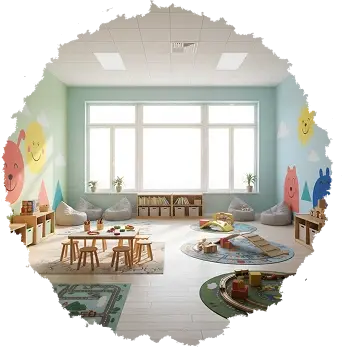 Wnętrze przedszkola w krakowie z wszechstronnym i bezpiecznym miejscem do zabaw