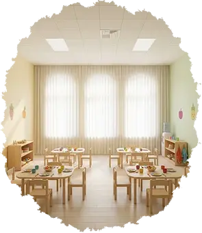 Wnętrze przedszkola w krakowie z wszechstronnym i bezpiecznym miejscem do zabaw